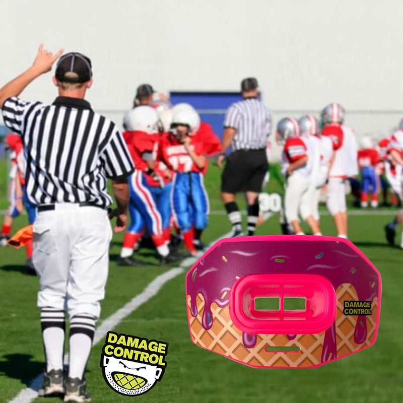 DAMAGE CONTROL Youth Football Mouth Guard – Breathable No Boil Mouthpiece, Protects Lips & Teeth, Works with Braces, Includes Helmet Strap – Sports Gear & Accessories (Brain Freeze) - Image 5